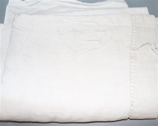 8 monogrammed coarse French Provincial sheets